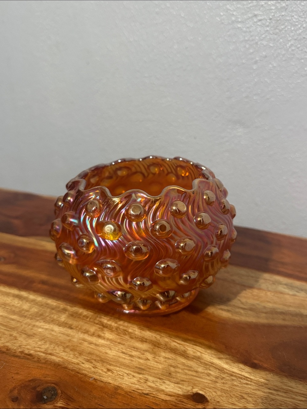 Antique Millersburg Carnival Glass Rose Bowl Marigold Swirled Hobnail 1909-1911